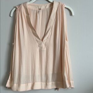 Free People XS Darcy Super V Top Chiffon Overlay Draped Sleeveless Flowy Blouse